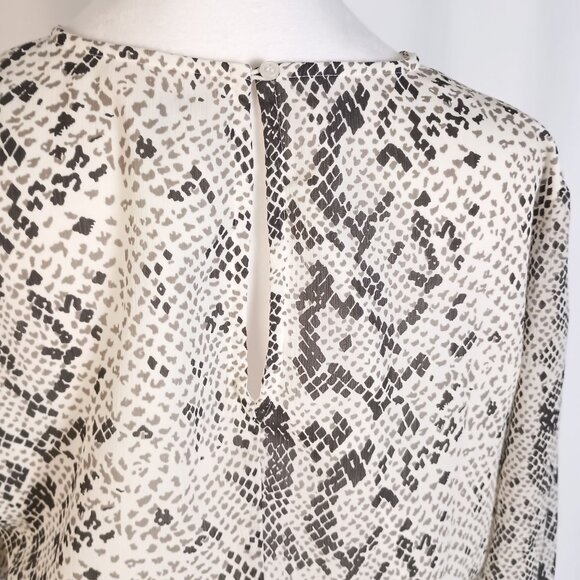 J Crew Womens Snake Print Long Sleeve Ruffle Hem Smocked Waist Dress M - Picture 6 of 10